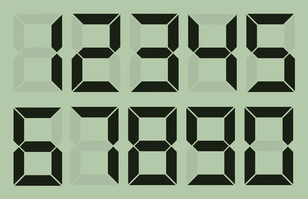 Set of gray digital number on light green — Stock Vector