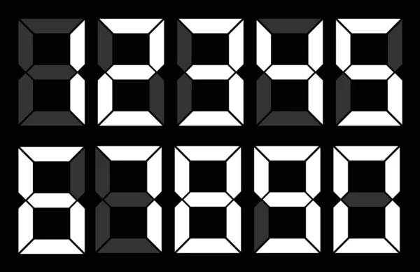 Set of white digital number — Stock Vector