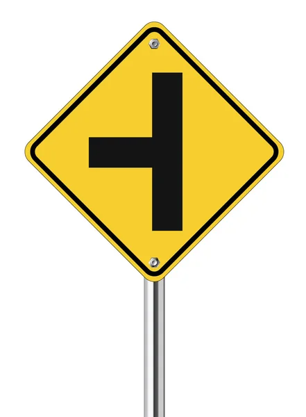 Três sinal de trânsito de intersecção — Vetor de Stock