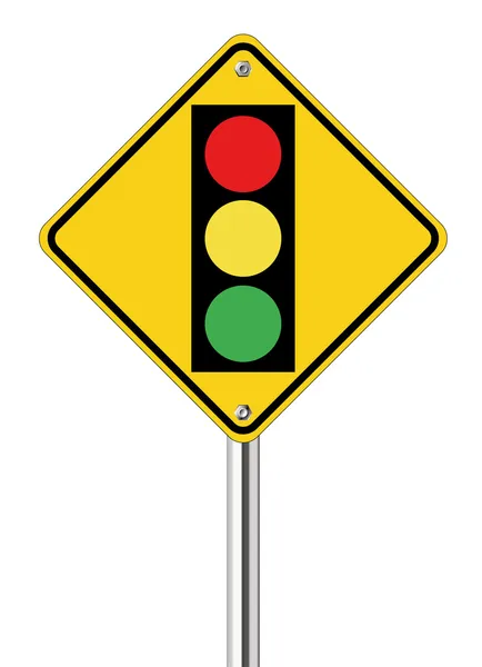 Feux de circulation sur panneau jaune — Image vectorielle