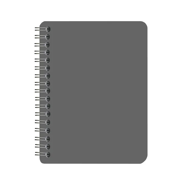 Cuaderno espiral de cubierta negra en blanco — Vector de stock