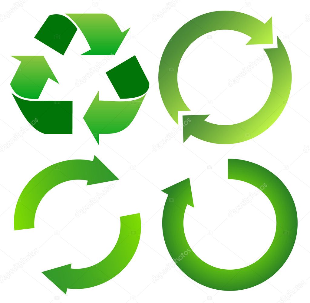 Set of green recycle arrow