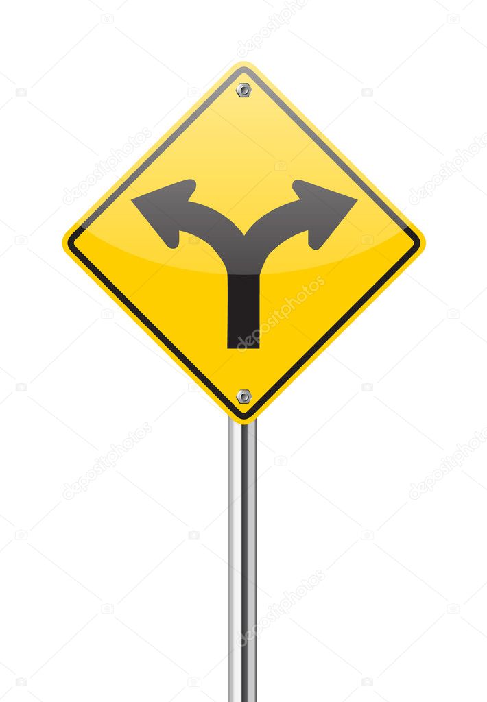 Fork in the road sign