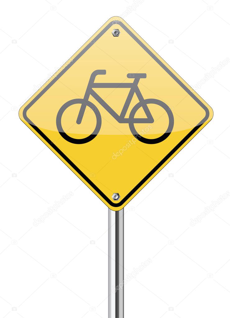 Bicycle yellow road sign
