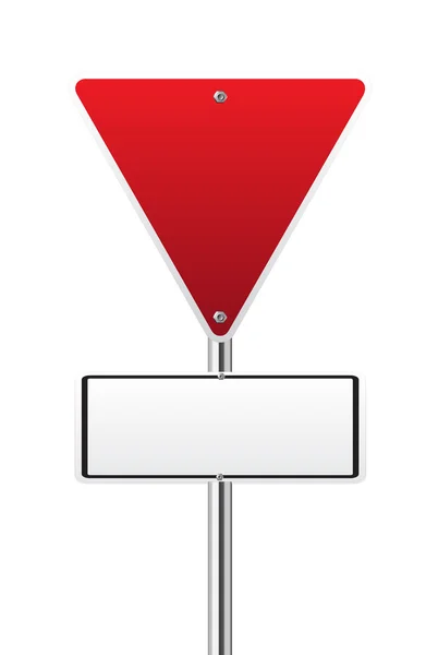 Señal de tráfico roja triangular al revés en blanco — Vector de stock