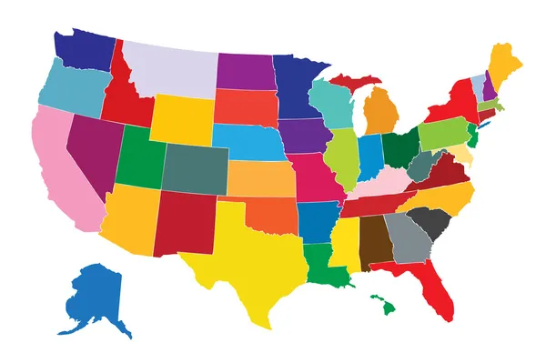 Colorido mapa de Estados Unidos — Archivo Imágenes Vectoriales