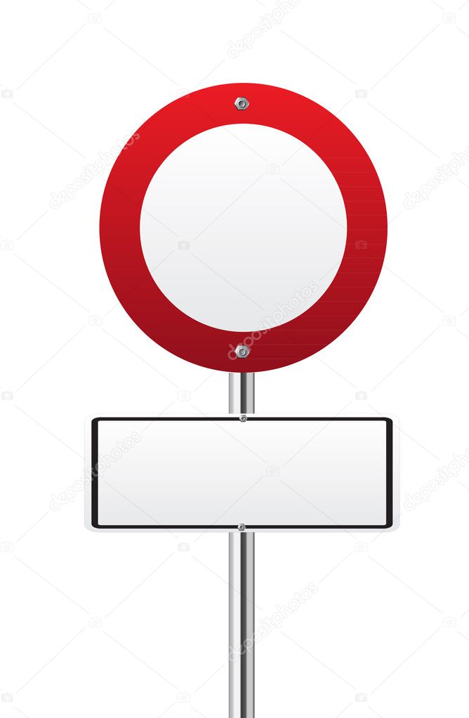 Blank round red traffic sign