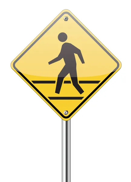 Pedestrian yellow traffic sign — Stock Vector