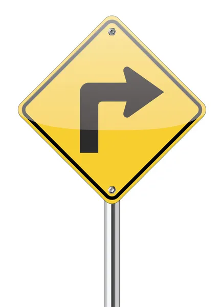 Gire a la derecha señal de tráfico — Vector de stock