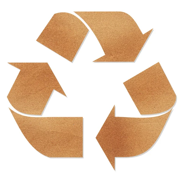 Recyclingschild auf braunem Papier — Stockfoto