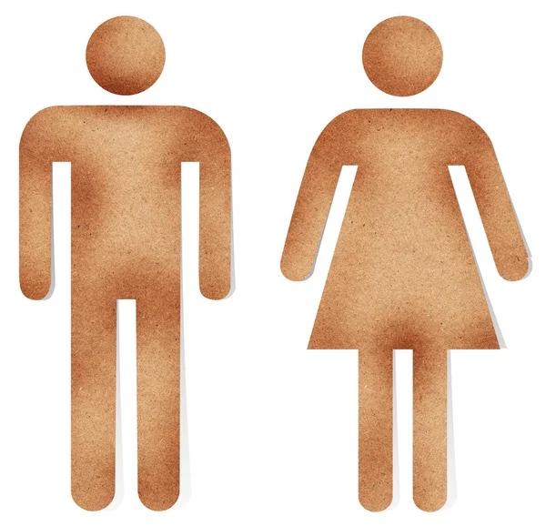 Männlich und weiblich auf Recyclingpapier — Stockfoto