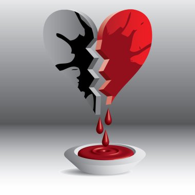 3D broken heart illustration clipart