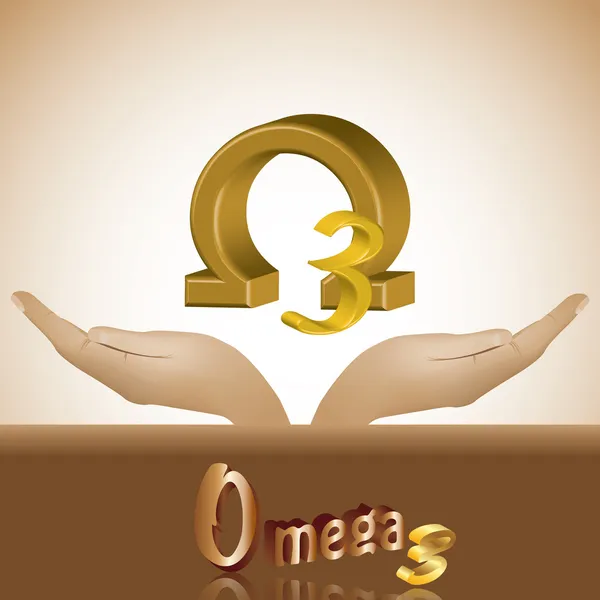 Omega 3 na cabeça banner produto 3d —  Vetores de Stock