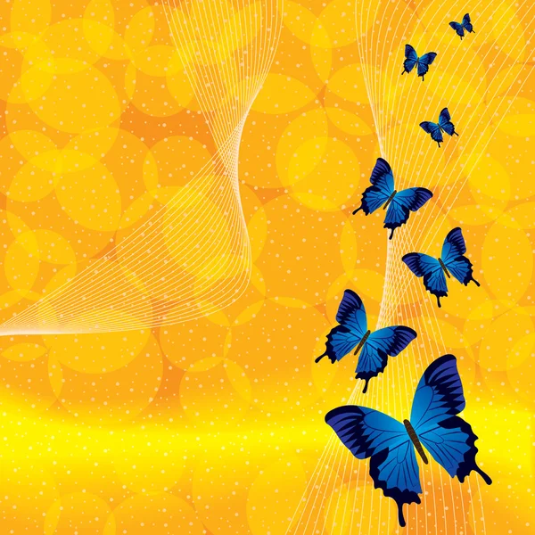 蝶とオレンジ色の背景 — ストックベクタ