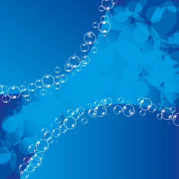 Fondo azul con burbujas ransparentes ilustración — Vector de stock