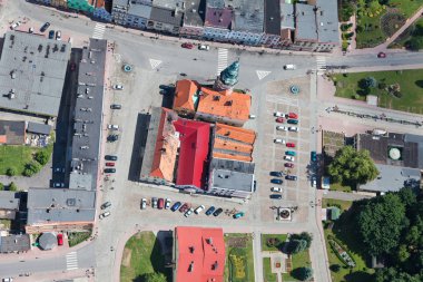 Aerial view of town center clipart