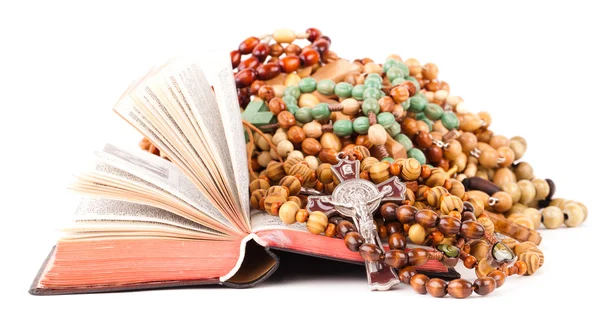 Rosary and holy book — Stock Photo, Image