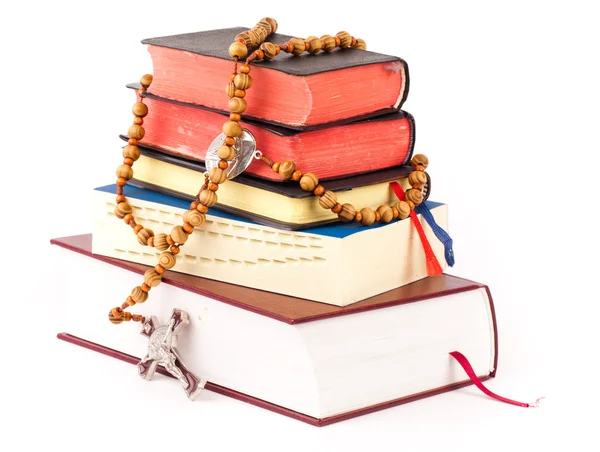 Rosary and holy books — Stock Photo, Image