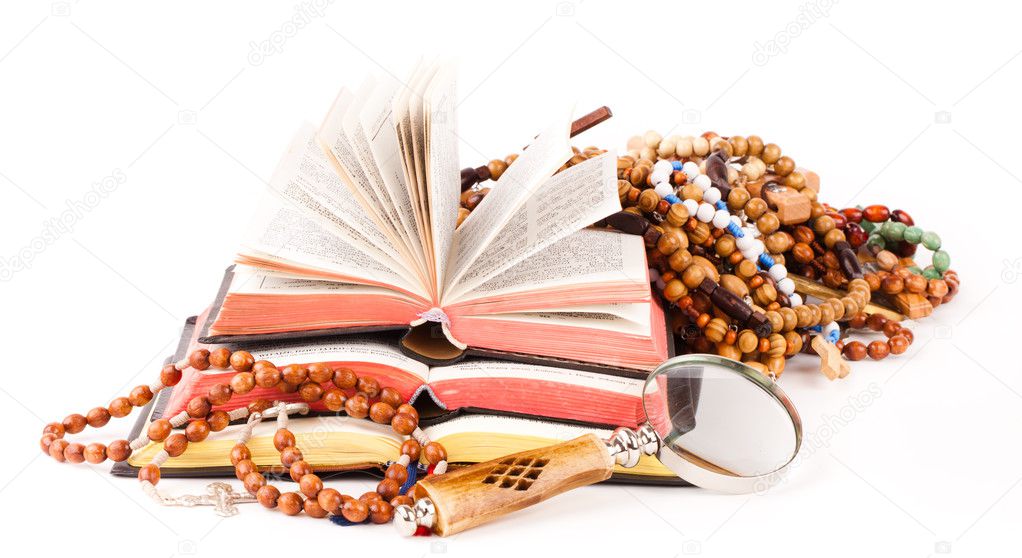 Rosary and books