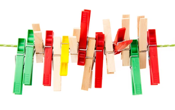Clothes pins on string — Stock Photo, Image