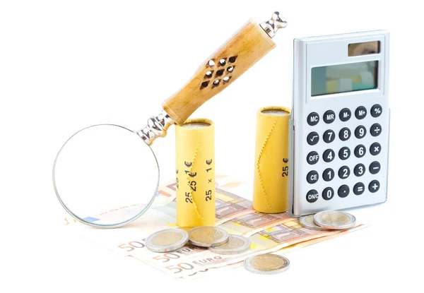 Stock image Financial concept. Office stationary tools closeup