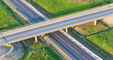 Aerial view of road junction clipart