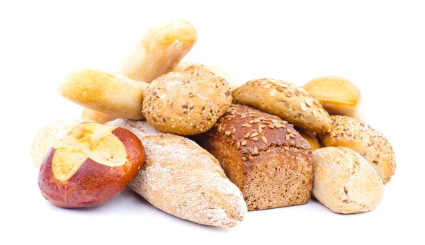 Διάφορες ψωμί που απομονώνονται σε λευκό — Φωτογραφία Αρχείου