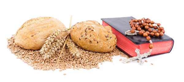 Hıristiyanlık, ekmek ve İncil sembolü — Stok fotoğraf