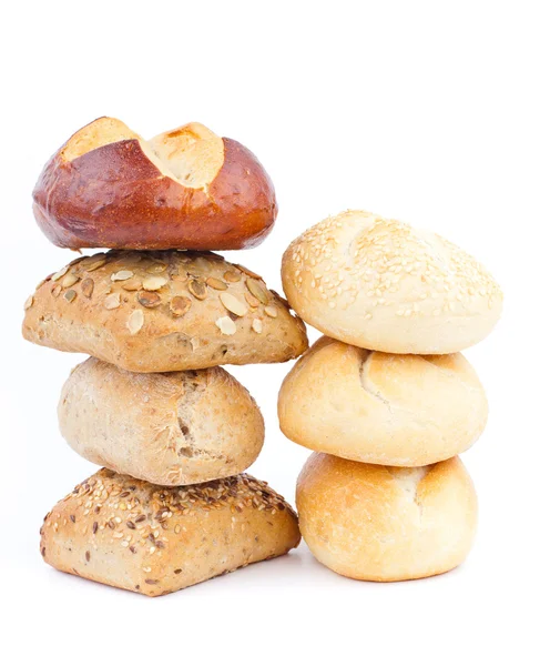 Διάφορες ψωμί που απομονώνονται σε λευκό — Φωτογραφία Αρχείου
