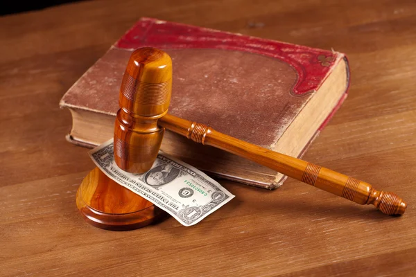 stock image Judge gavel and money