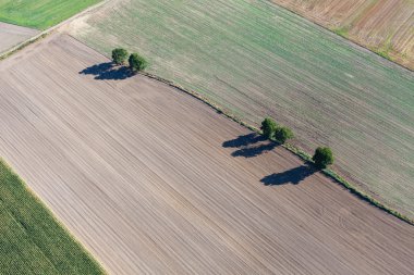 Aerial view of harvest fields clipart