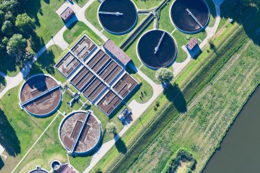 Aerial view of Opole city sewage treatment plant clipart