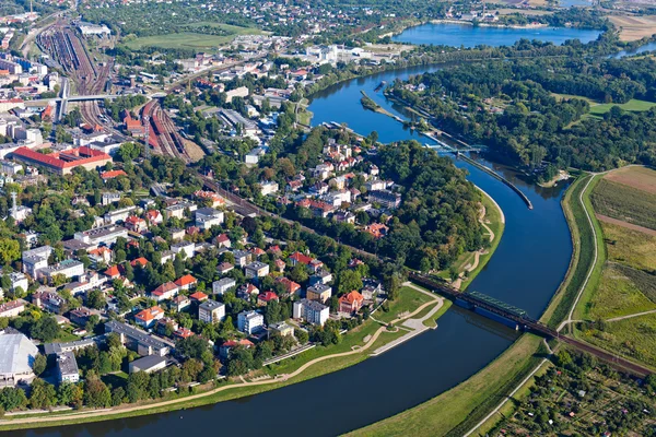 A légi felvétel a lengyelországi Opole város — Stock Fotó