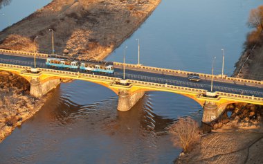 Aerial view of bridge clipart