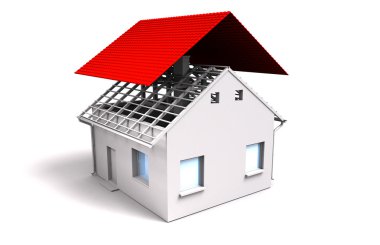 House with red roof clipart