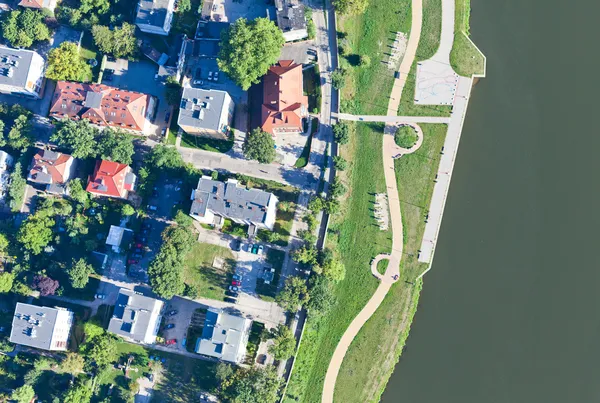 Vista aérea dos subúrbios da cidade de Opole — Fotografia de Stock