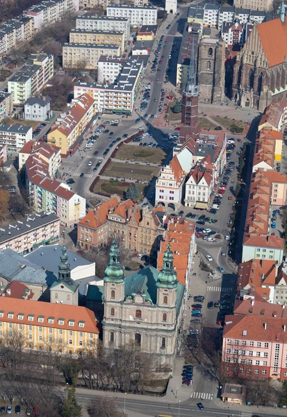 Vista aerea del centro di Nysa — Foto Stock