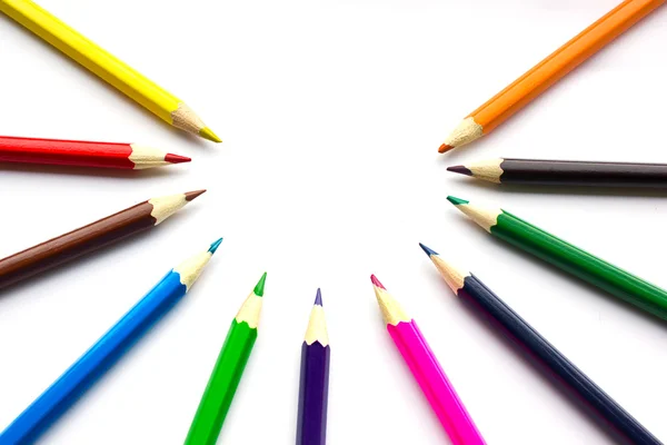 stock image Colored pencils on a white background