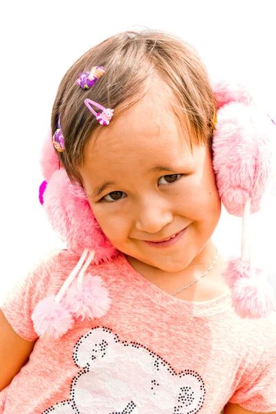 Retrato de una niña con un vestido rosa — Foto de Stock