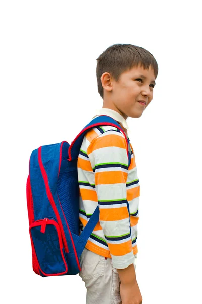 Chlapec s batohem na zádech — Stock fotografie
