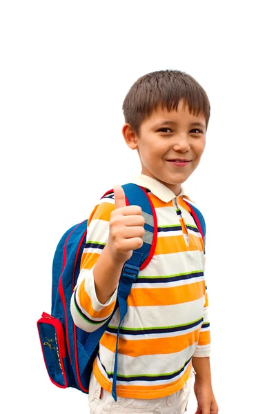 Chłopiec z plecakiem na plecach — Zdjęcie stockowe