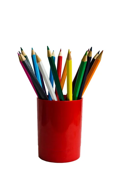 stock image Colored pencils in a glass