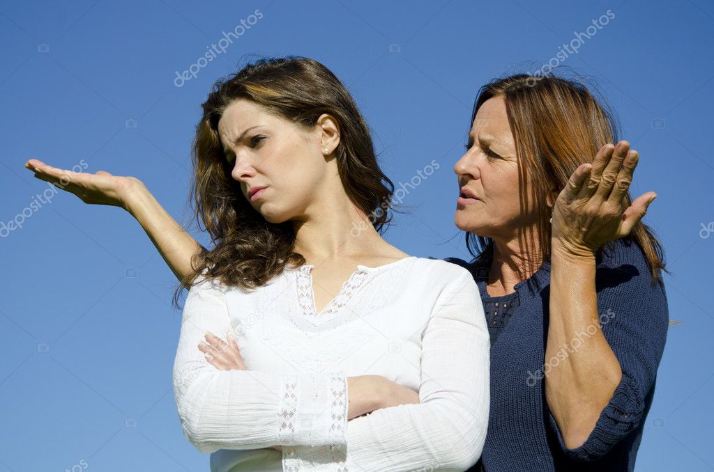 Family argument, mother and daughter disputing