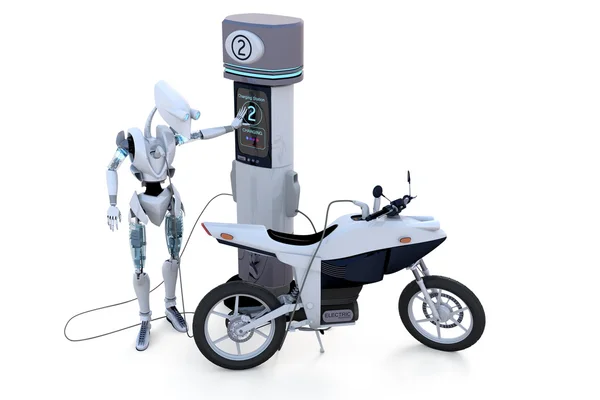 Зарядное селфи робота — стоковое фото