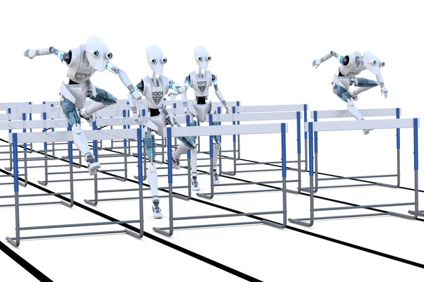 Robots Jumping Hurdles — Stock Photo, Image
