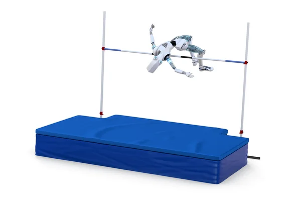Робот конкурирует в прыжках в высоту — стоковое фото