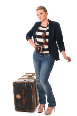 Pretty young woman on her travels clipart