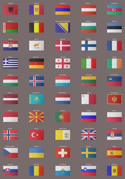Bandeiras europeias, com caminho de recorte incluído — Fotografia de Stock
