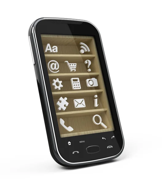 Смартфон с иконками приложений — стоковое фото