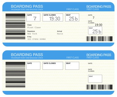Airline boarding pass tickets